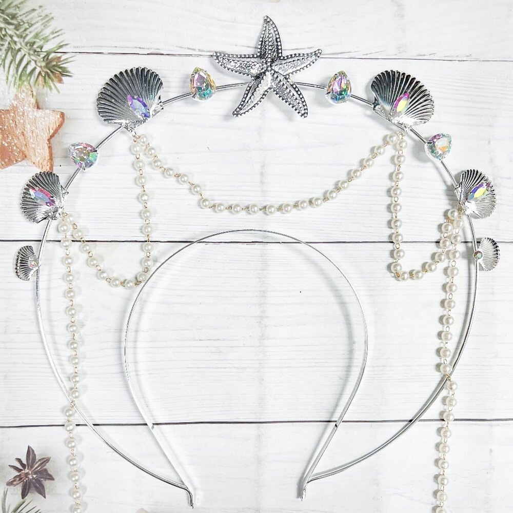 Mermaid Halo Crown Silver Halo Crown Seashell Hao Crown Starfish Halo Crown